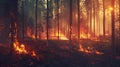 Forest fire burns through the forest floor Royalty Free Stock Photo