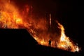 Forest Fire close to a house, Fireman Silhouette Royalty Free Stock Photo