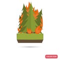 Forest fire color flat icon