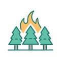 Forest fire danger. Three trees burning, representing danger of wildfire Royalty Free Stock Photo