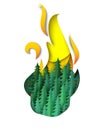 Forest in fire flame vector illustration in paper cut style Royalty Free Stock Photo