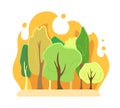 Forest fire flat concept vector spot illustration Royalty Free Stock Photo