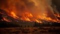 Forest fire inferno destroys landscape, danger and environmental damage generated by AI Royalty Free Stock Photo