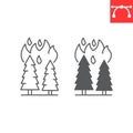 Forest fire line and glyph Royalty Free Stock Photo