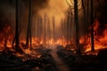 Forest fire, natural disaster, climate change, global warming Royalty Free Stock Photo