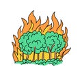 Forest fire natural disaster concept drawing Royalty Free Stock Photo