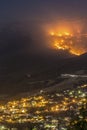 Forest fire near the town