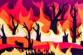 Forest fire, paper cut, paper art