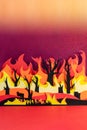 Forest fire, paper cut, paper art