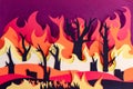 Forest fire, paper cut, paper art