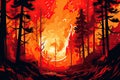 forest fire red landscape Royalty Free Stock Photo