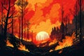 forest fire red landscape Royalty Free Stock Photo