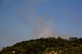 Forest Fire Smoke On The Slopes Hills. Fire In Mountain Forest. Wild Fire In Forests Royalty Free Stock Photo