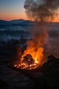 Forest fire sunset scene,Generative AI Royalty Free Stock Photo
