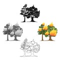 Forest fire vector icon in cartoon style for web