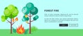 Forest Fire Web Poster with Inscription. Vector