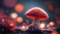 Scarlet Beauty: A Stunning Red Mushroom in the Heart of the Forest. Generative AI