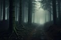 Forest in fog creating a mysterious atmosphere Royalty Free Stock Photo