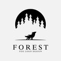 forest logo design inspiration with fox illustration