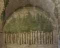 Forest fresco on a wall of the Hound room in the Fortress of Vignola near Modena, Italy.