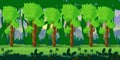 Forest game background 2d application. Vector design.