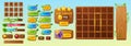 Forest Game Menu Interface. Ui Game Buttons, Gui Elements Game Asset. Panel, Exit Or Restart Options, Progress Bars Royalty Free Stock Photo