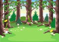 Vector fairy tale landscape of a forest glade
