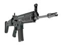 Forest green modern assault rifle - front view closeup shot Royalty Free Stock Photo