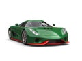 Forest green modern supercar with bright red details Royalty Free Stock Photo