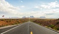 Forest Gump Point with Navajo American flag - Monument Valley scenic panorama on the road - Arizona, AZ