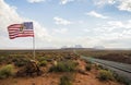 Forest Gump Point with Navajo American flag - Monument Valley scenic panorama on the road - Arizona, AZ Royalty Free Stock Photo