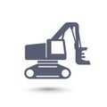 Forest harvester icon, track feller buncher Royalty Free Stock Photo