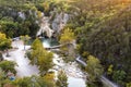 Forest on hills, natural pool at Turner Falls in Oklahoma, beautiful nature in Turner waterfall park Royalty Free Stock Photo