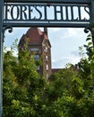 Forest Hills Sign with Dome Building Architecture Background Vertical Image