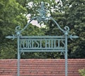 forest hills sign on the train platform (railway station in queens, long island) rail, railroad commute, travel Royalty Free Stock Photo