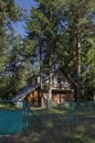 Forest house in the residential district of bulgarian village Mala tsarkva, Rila mountain Royalty Free Stock Photo