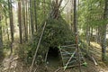 A forest hut built like an Indian tipi Royalty Free Stock Photo