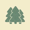 Forest Icon. Fur tree. Flat icon in retro style.