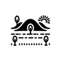Black solid icon for Forest, greenwood and hill Royalty Free Stock Photo
