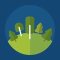 Forest icon on round blue background