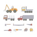 Forest industry line icon set. Royalty Free Stock Photo