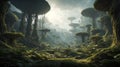 forest jungle landscape on unknown alient ai generated Royalty Free Stock Photo