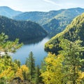 Forest Lake. Autumn landscape, sunny day. Taiga, Siberia Royalty Free Stock Photo