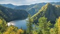 Forest Lake. Autumn landscape, sunny day. Taiga,  Siberia Royalty Free Stock Photo