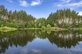 Forest lake with reflection in water. Royalty Free Stock Photo