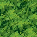 Forest leaves, greenery vector seamless pattern