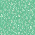 Forest leaves sweet seamless vector pattern. Botanic monochrome background in colors of mint green and beige