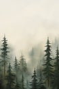 Forest Lot Trees Melting Volumetric Smoke Fog Illustration Backg