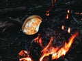 Forest Lunch, Omelette, Camping, Outdoor Royalty Free Stock Photo