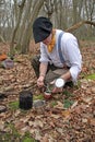 Forest man preparing yerba mate Royalty Free Stock Photo